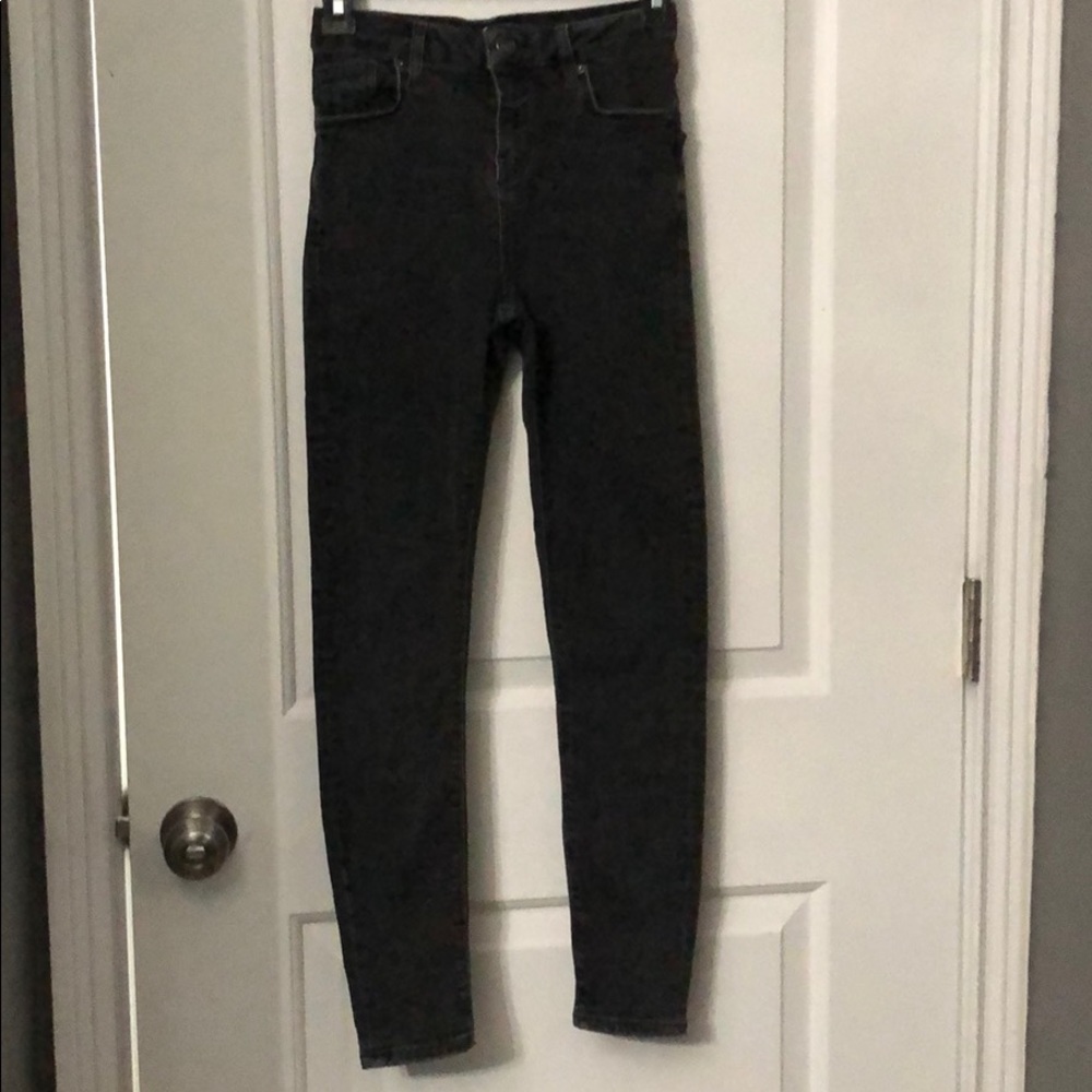 Topshop ashy black high rise skinny jeans